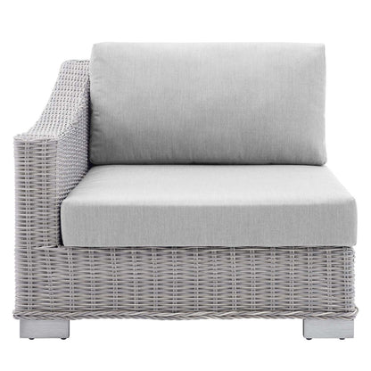 Conway Sunbrella® Outdoor Patio Wicker Rattan Left-Arm Chair, Rattan, Wicker, Grey Gray, 18905