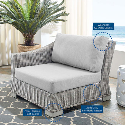 Conway Sunbrella® Outdoor Patio Wicker Rattan Left-Arm Chair, Rattan, Wicker, Grey Gray, 18905