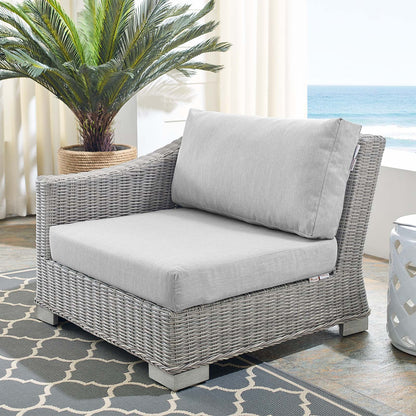 Conway Sunbrella® Outdoor Patio Wicker Rattan Left-Arm Chair, Rattan, Wicker, Grey Gray, 18905