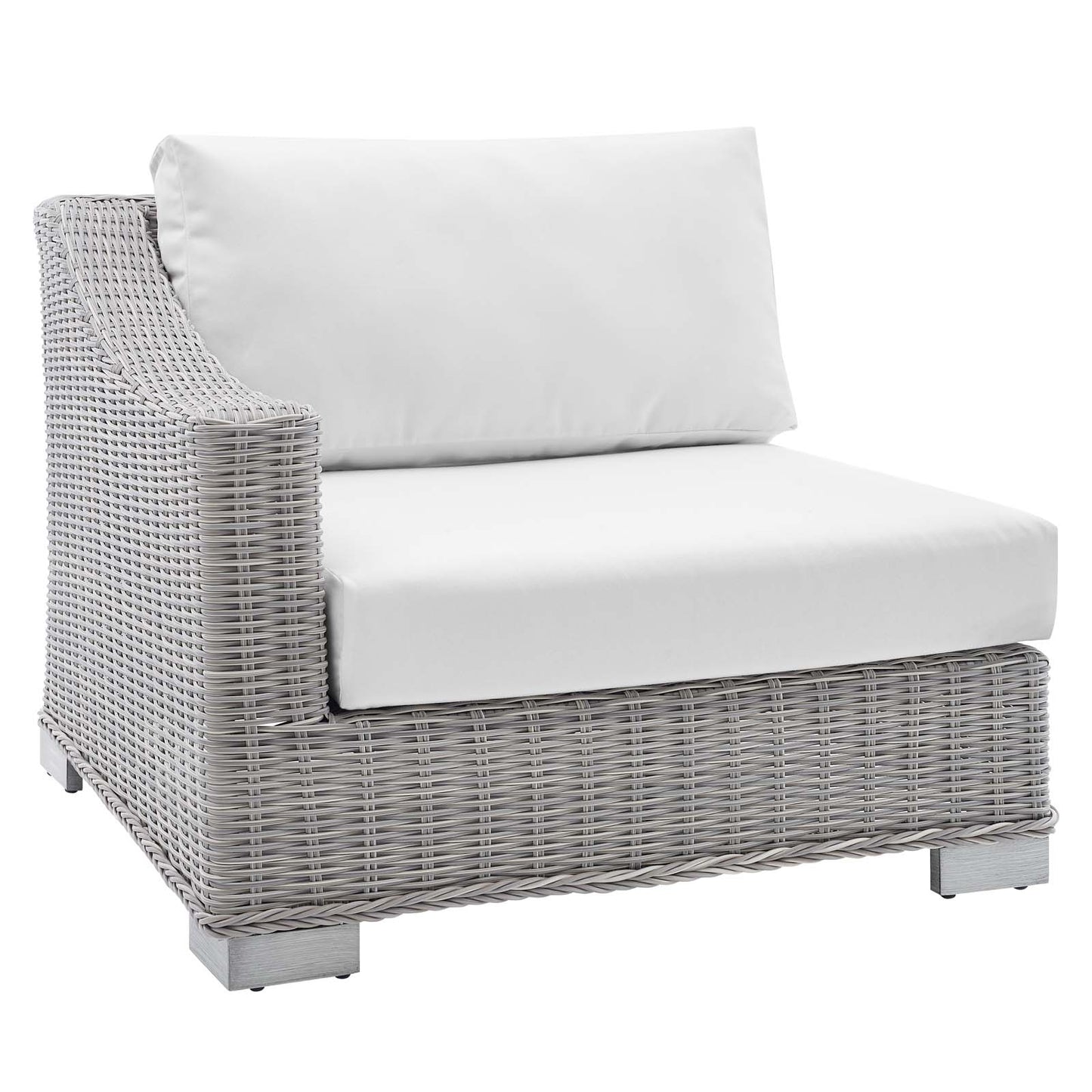 Conway Sunbrella® Outdoor Patio Wicker Rattan Left-Arm Chair, Rattan, Wicker, Light Grey Gray White, 18907