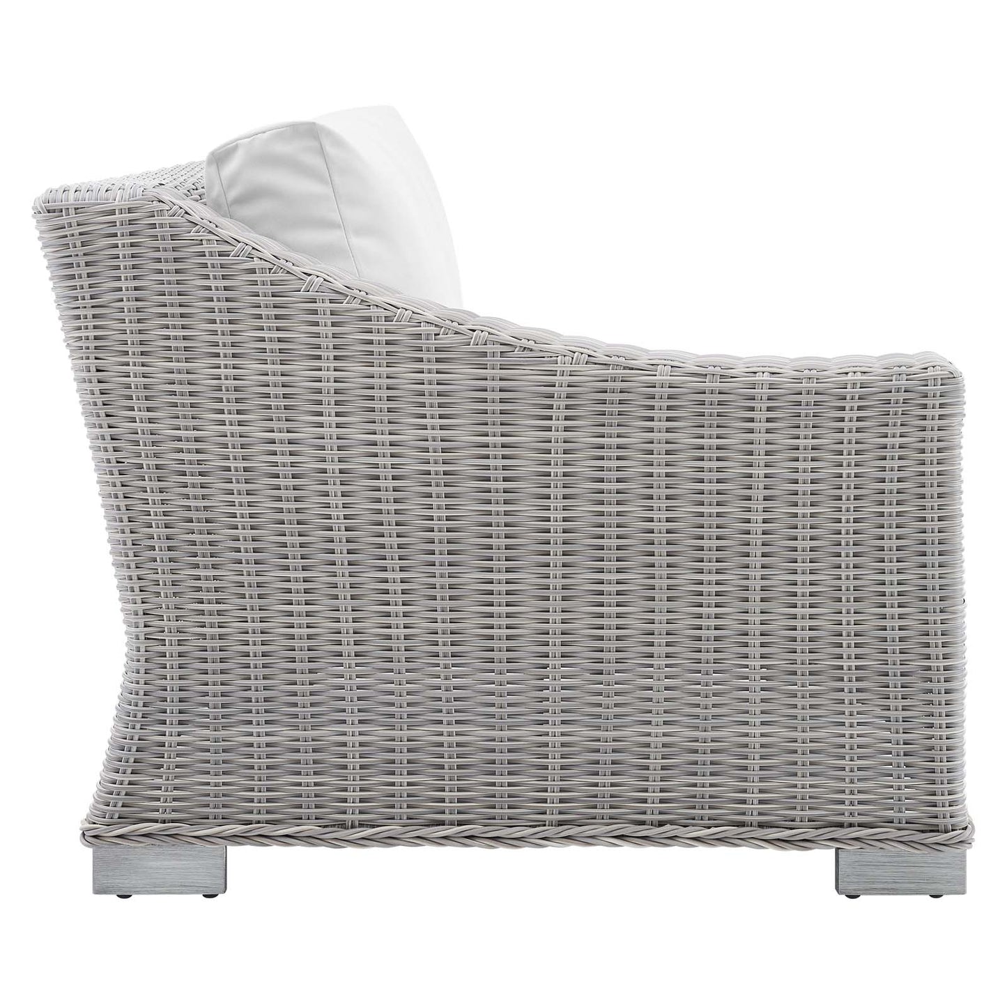 Conway Sunbrella® Outdoor Patio Wicker Rattan Left-Arm Chair, Rattan, Wicker, Light Grey Gray White, 18907