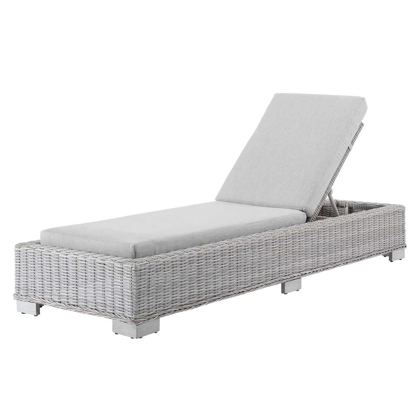 Conway Sunbrella® Outdoor Patio Wicker Rattan Chaise Lounge, Rattan, Wicker, Grey Gray, 18911