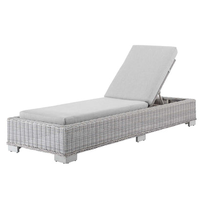 Conway Sunbrella® Outdoor Patio Wicker Rattan Chaise Lounge, Rattan, Wicker, Grey Gray, 18911