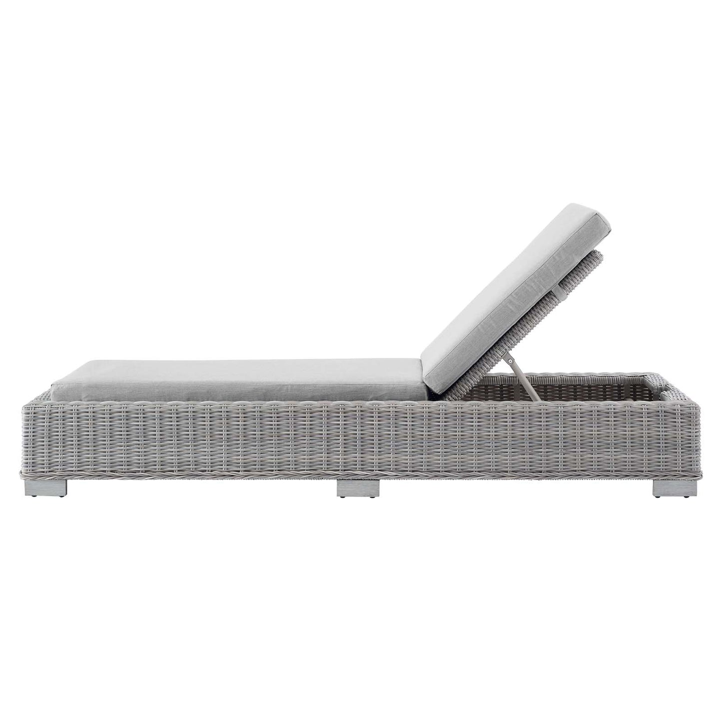 Conway Sunbrella® Outdoor Patio Wicker Rattan Chaise Lounge, Rattan, Wicker, Grey Gray, 18911