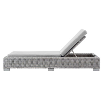 Conway Sunbrella® Outdoor Patio Wicker Rattan Chaise Lounge, Rattan, Wicker, Grey Gray, 18911