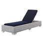 Conway Sunbrella® Outdoor Patio Wicker Rattan Chaise Lounge, Rattan, Wicker, Light Grey Gray Blue Navy, 18912
