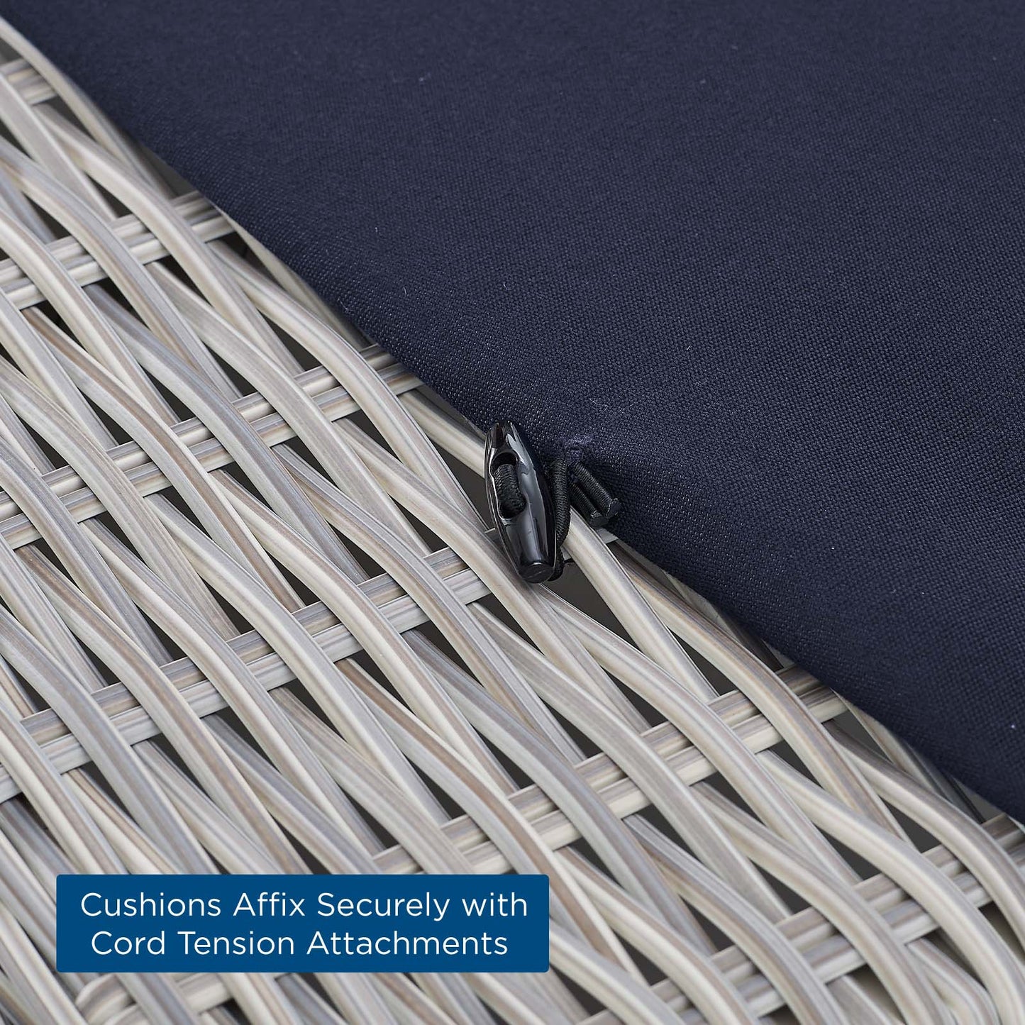 Conway Sunbrella® Outdoor Patio Wicker Rattan Round Corner Chair, Rattan, Wicker, Light Grey Gray Blue Navy, 18915