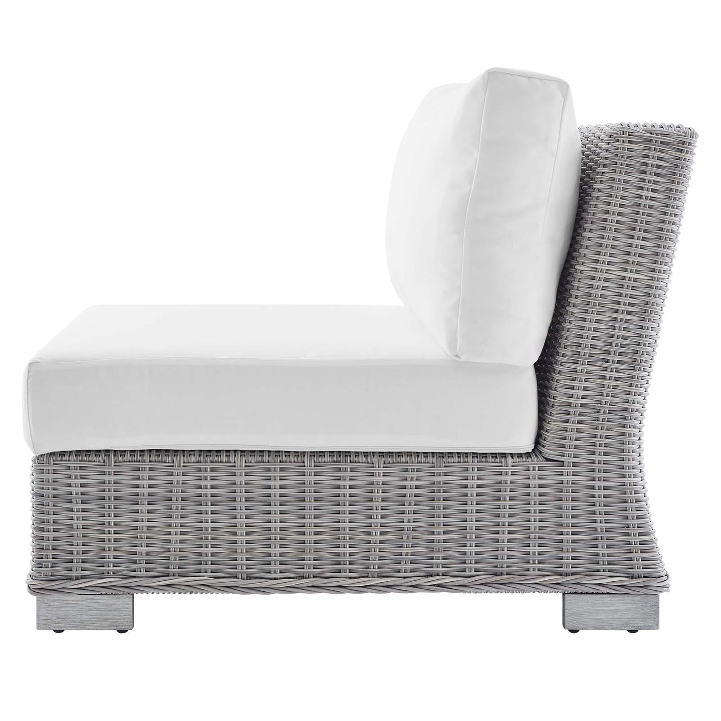 Conway Sunbrella® Outdoor Patio Wicker Rattan Armless Chair, Rattan, Wicker, Light Grey Gray White, 18919