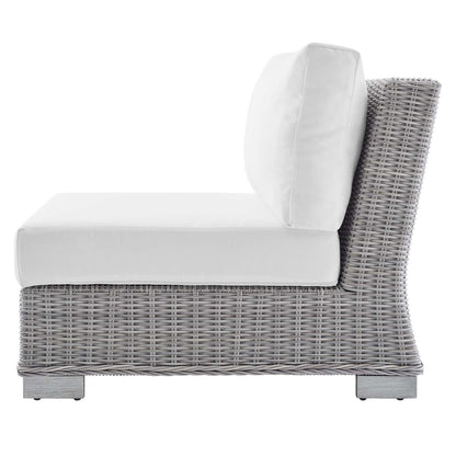 Conway Sunbrella® Outdoor Patio Wicker Rattan Armless Chair, Rattan, Wicker, Light Grey Gray White, 18919