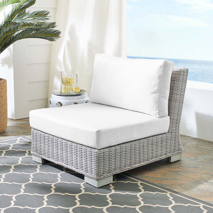 Conway Sunbrella® Outdoor Patio Wicker Rattan Armless Chair, Rattan, Wicker, Light Grey Gray White, 18919