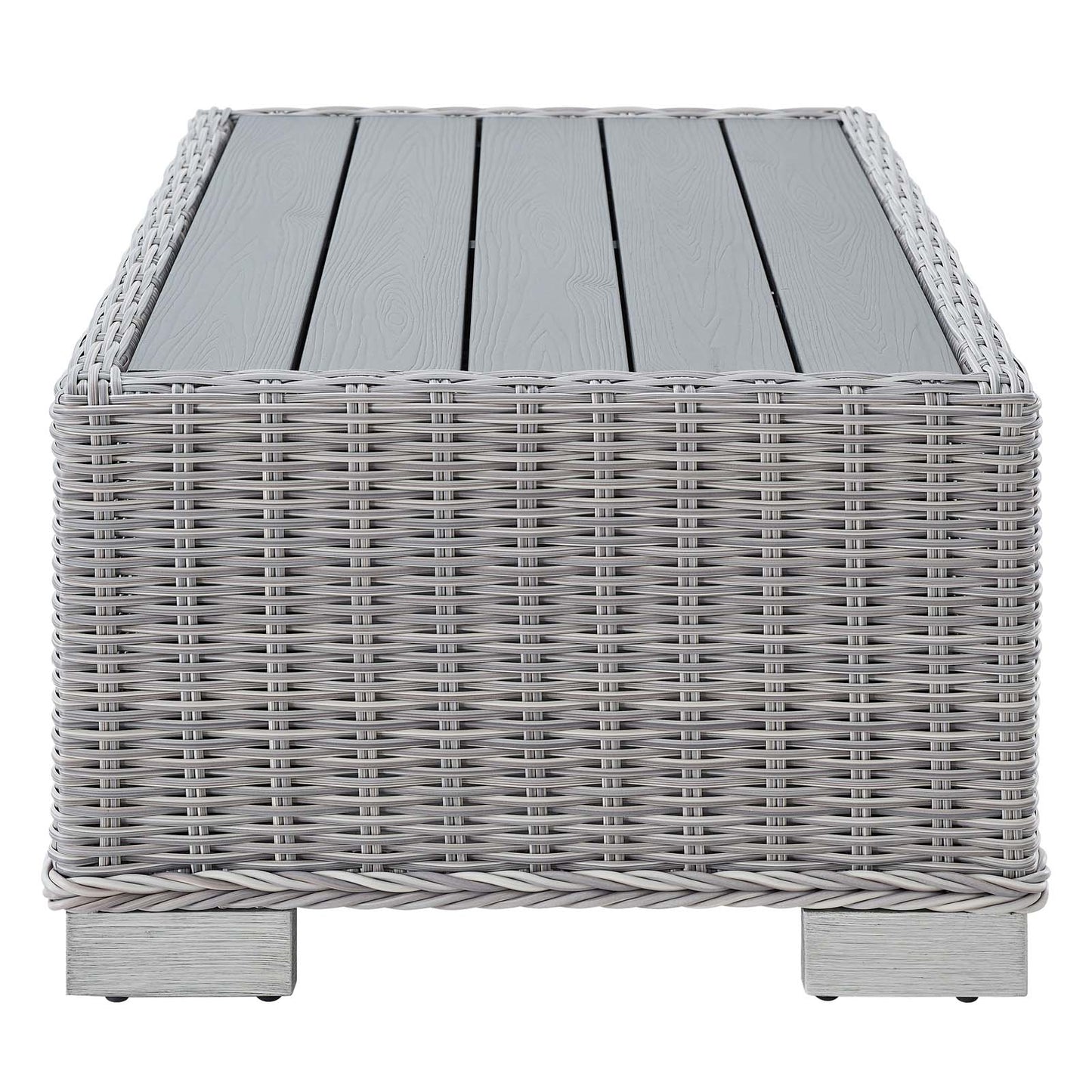 Conway 32" Outdoor Patio Wicker Rattan Coffee Table, Rattan, Wicker, Light Grey Gray, 18920