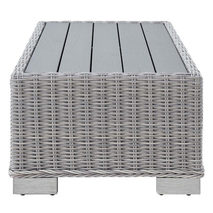 Conway 32" Outdoor Patio Wicker Rattan Coffee Table, Rattan, Wicker, Light Grey Gray, 18920
