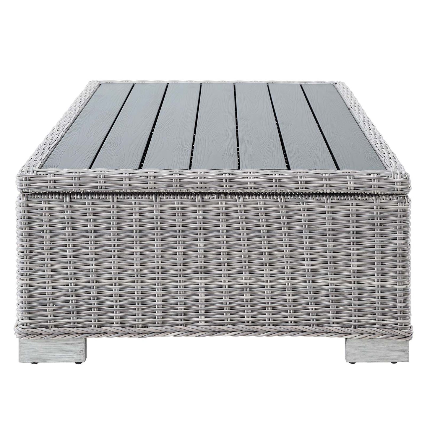Conway 45" Outdoor Patio Wicker Rattan Coffee Table, Rattan, Wicker, Light Grey Gray, 18921
