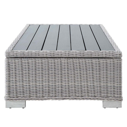Conway 45" Outdoor Patio Wicker Rattan Coffee Table, Rattan, Wicker, Light Grey Gray, 18921