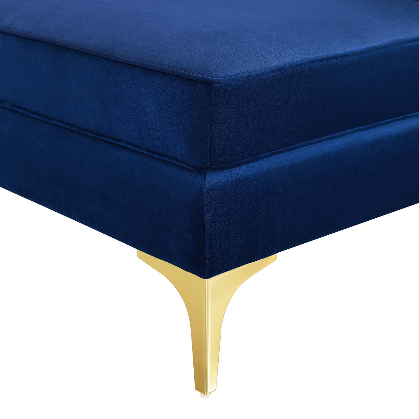 Triumph Channel Tufted Performance Velvet Sectional Sofa Corner Chair, Velvet, Blue Navy, 18923