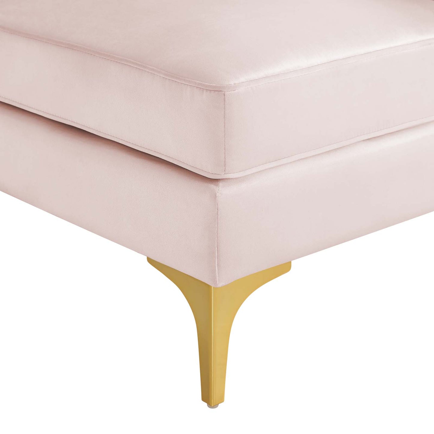 Triumph Channel Tufted Performance Velvet Sectional Sofa Corner Chair, Velvet, Pink, 18924