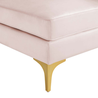 Triumph Channel Tufted Performance Velvet Sectional Sofa Corner Chair, Velvet, Pink, 18924