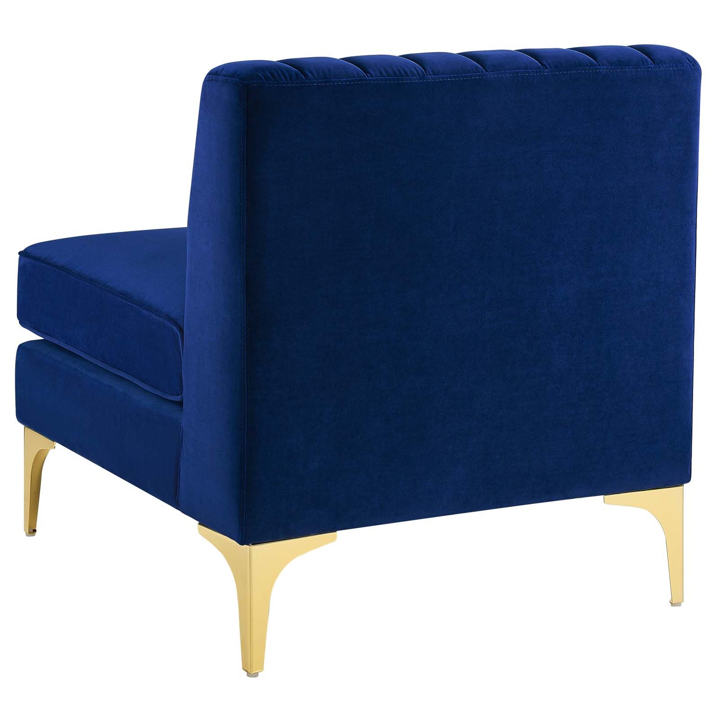 Triumph Channel Tufted Performance Velvet Armless Chair, Velvet, Blue Navy, 18926