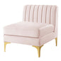 Triumph Channel Tufted Performance Velvet Armless Chair, Velvet, Pink, 18927