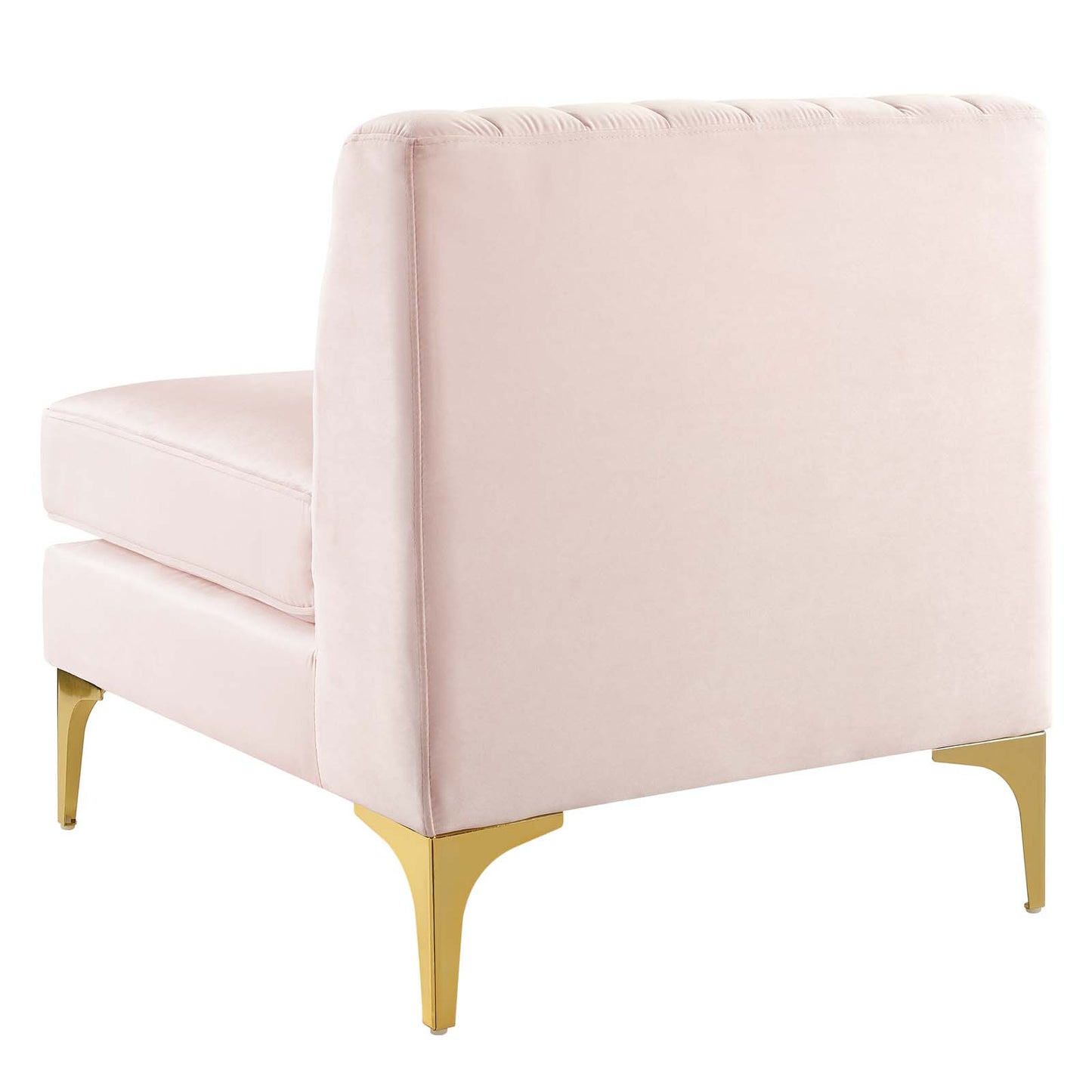 Triumph Channel Tufted Performance Velvet Armless Chair, Velvet, Pink, 18927
