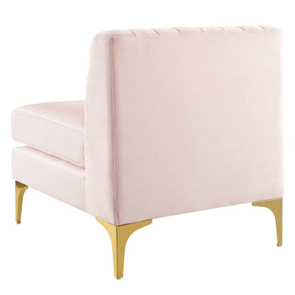 Triumph Channel Tufted Performance Velvet Armless Chair, Velvet, Pink, 18927