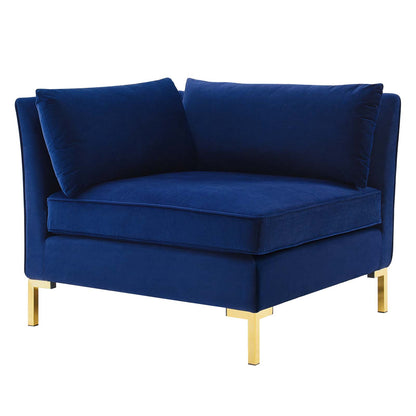 Ardent Performance Velvet Sectional Sofa Corner Chair, Velvet, Blue Navy, 18929