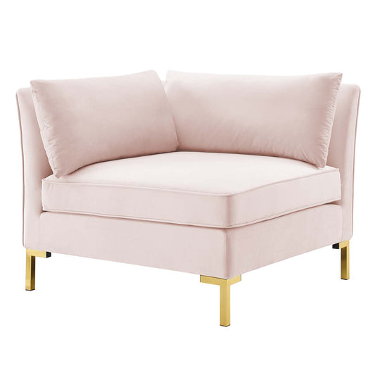 Ardent Performance Velvet Sectional Sofa Corner Chair, Velvet, Pink, 18930