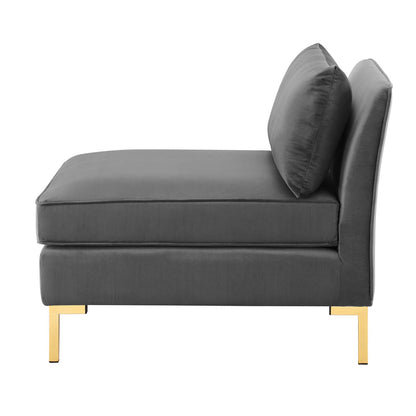 Ardent Performance Velvet Armless Chair, Velvet, Grey Gray, 18931
