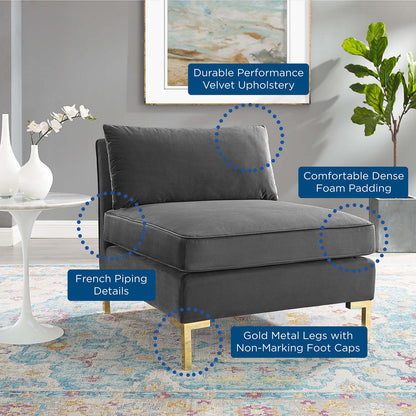 Ardent Performance Velvet Armless Chair, Velvet, Grey Gray, 18931