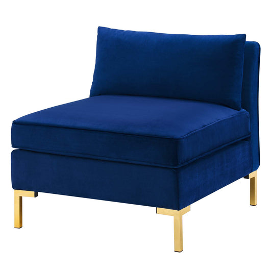 Ardent Performance Velvet Armless Chair, Velvet, Blue Navy, 18932
