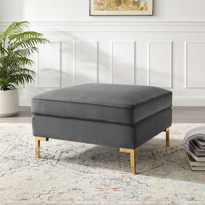 Ardent Performance Velvet Ottoman, Velvet, Grey Gray, 18934