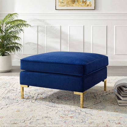 Ardent Performance Velvet Ottoman, Velvet, Blue Navy, 18935