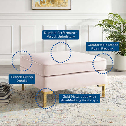 Ardent Performance Velvet Ottoman, Velvet, Pink, 18936