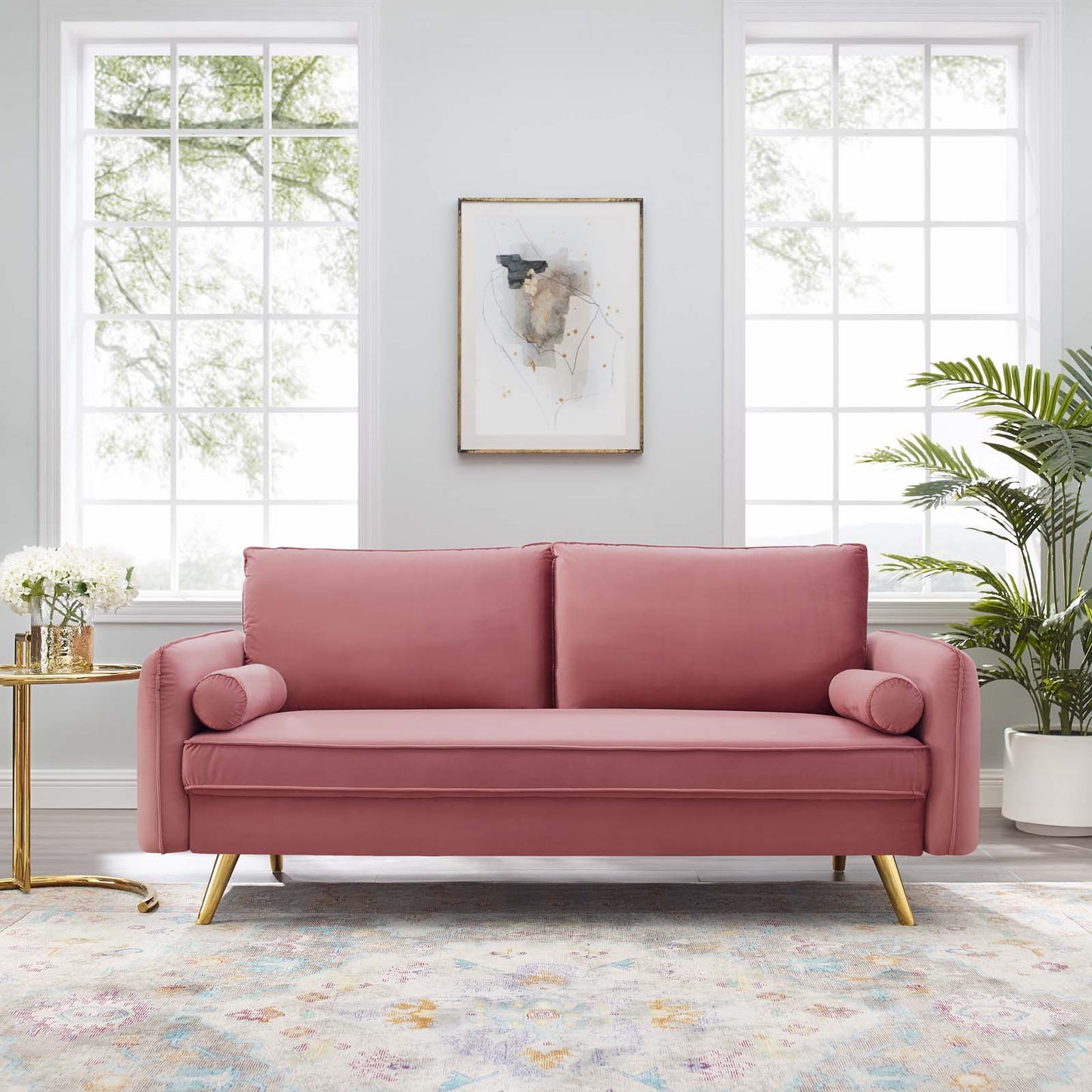 Revive Performance Velvet Sofa, Velvet, Pink, 18937