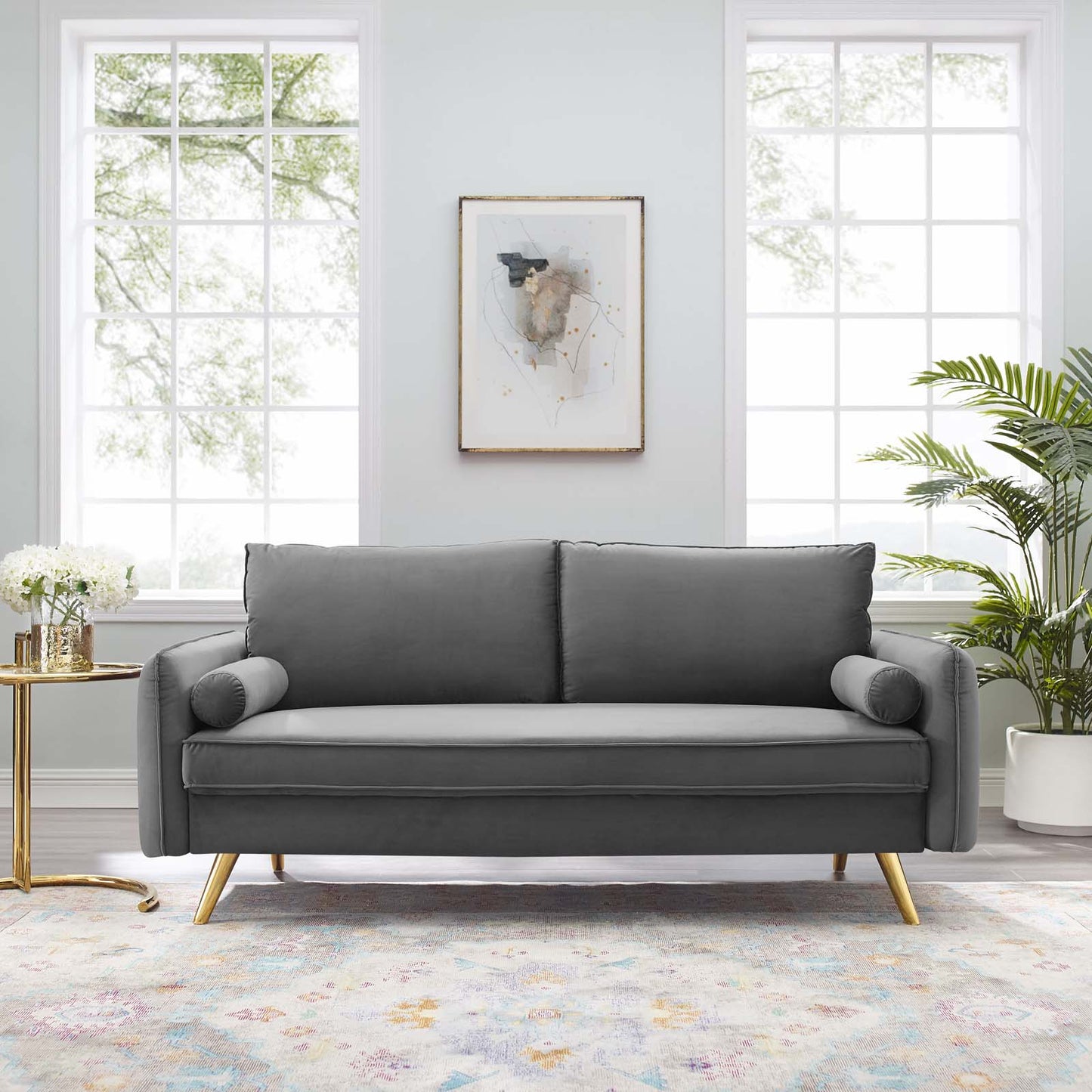 Revive Performance Velvet Sofa, Velvet, Grey Gray, 18939