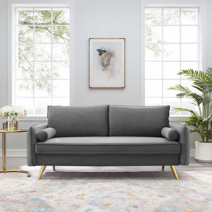 Revive Performance Velvet Sofa, Velvet, Grey Gray, 18939