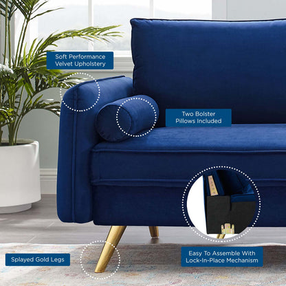 Revive Performance Velvet Sofa, Velvet, Blue Navy, 18941