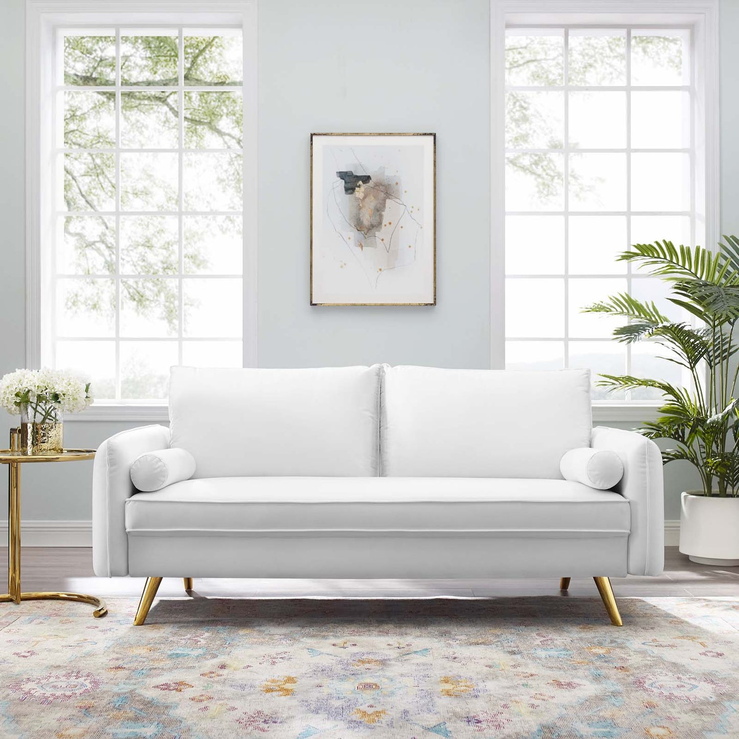 Revive Performance Velvet Sofa, Velvet, White, 18943
