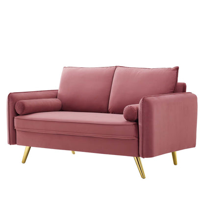 Revive Performance Velvet Loveseat, Velvet, Pink, 18944