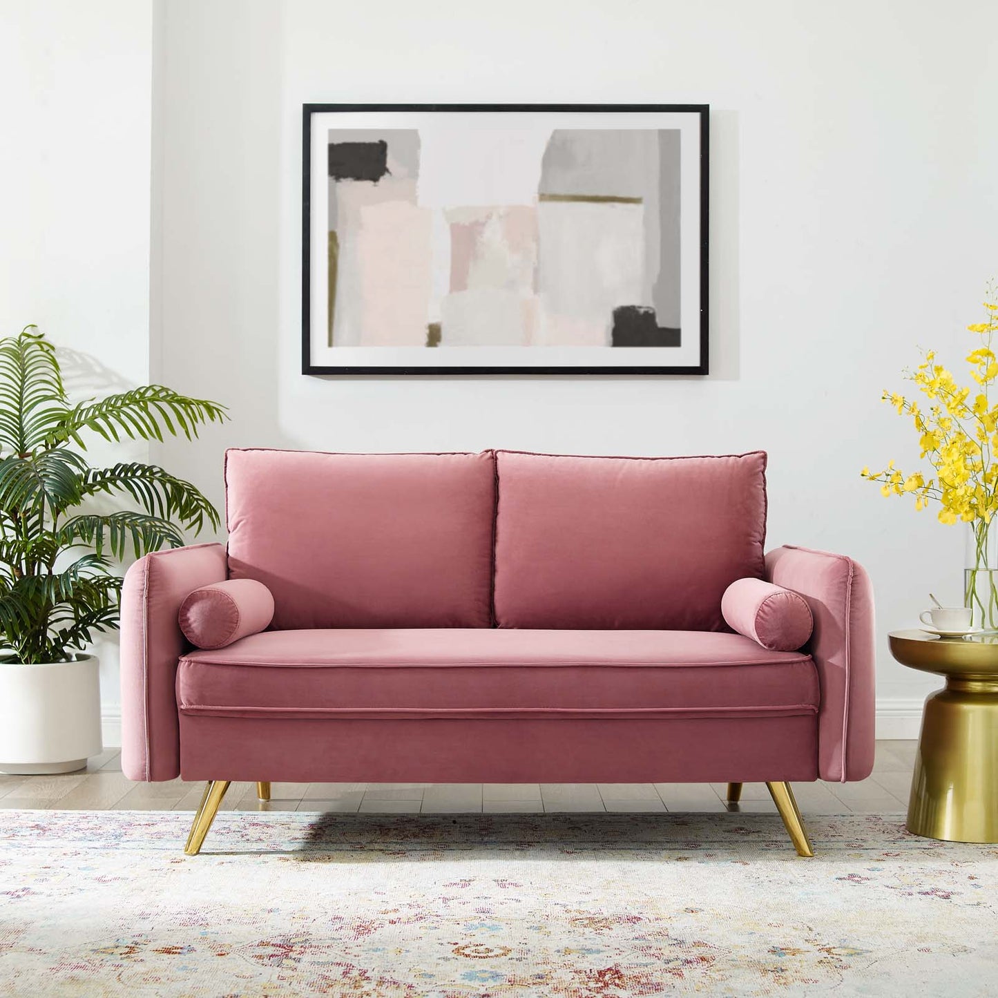 Revive Performance Velvet Loveseat, Velvet, Pink, 18944
