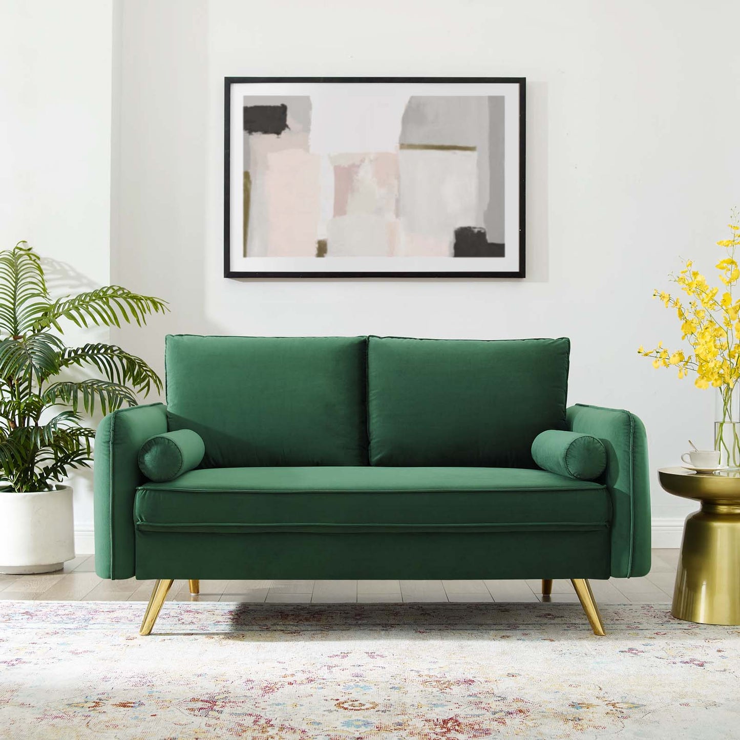 Revive Performance Velvet Loveseat, Velvet, Green, 18945
