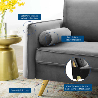 Revive Performance Velvet Loveseat, Velvet, Grey Gray, 18946