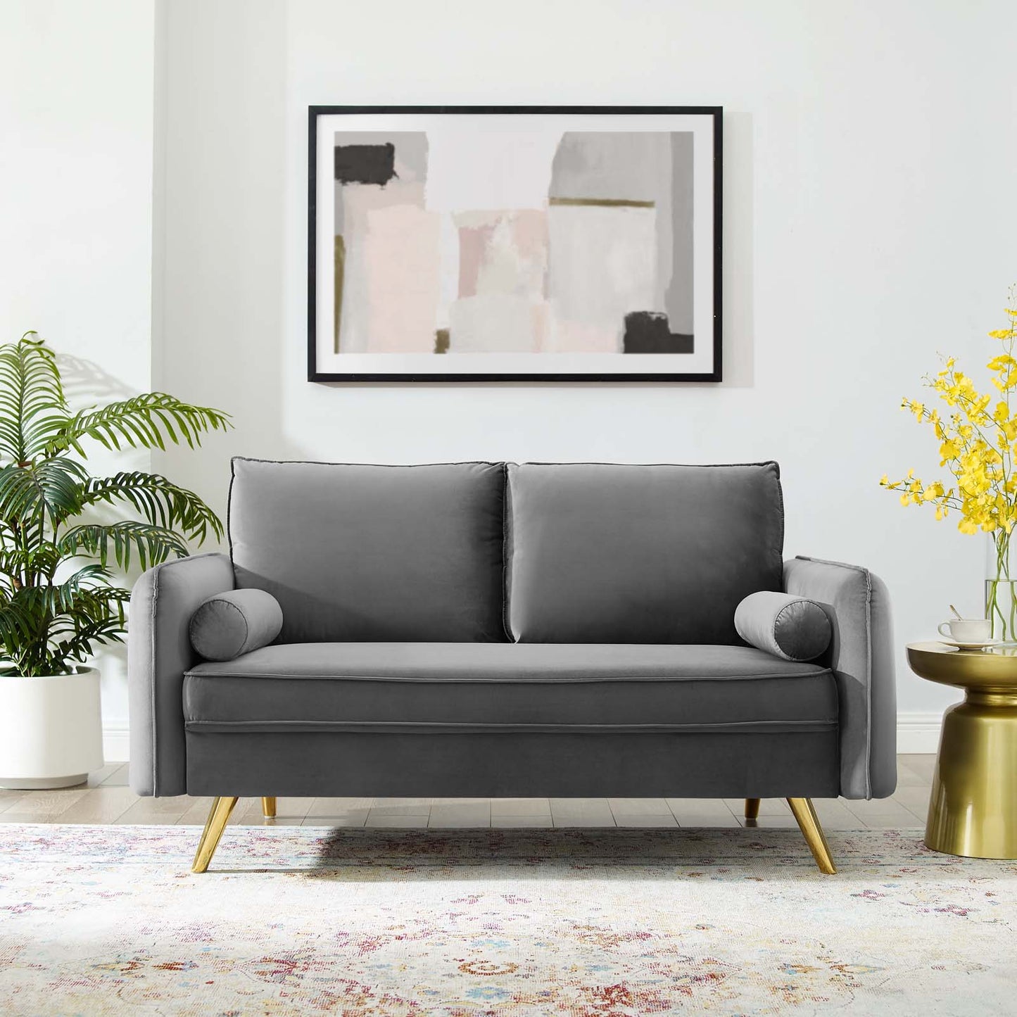 Revive Performance Velvet Loveseat, Velvet, Grey Gray, 18946