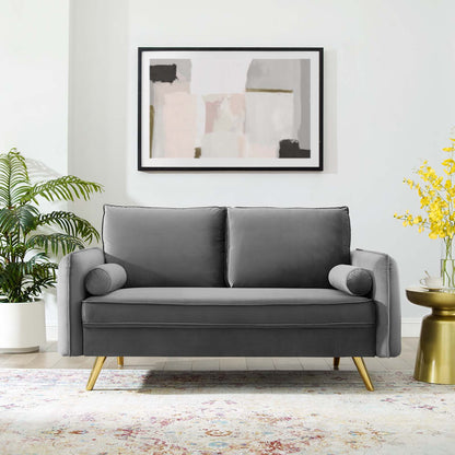 Revive Performance Velvet Loveseat, Velvet, Grey Gray, 18946