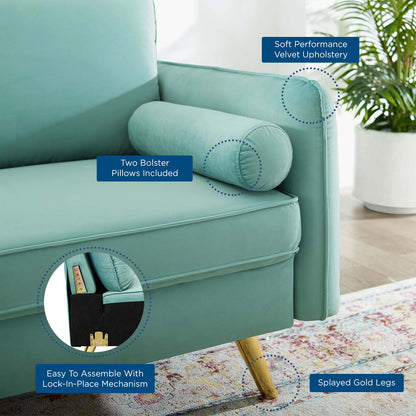Revive Performance Velvet Loveseat, Velvet, Blue, 18947