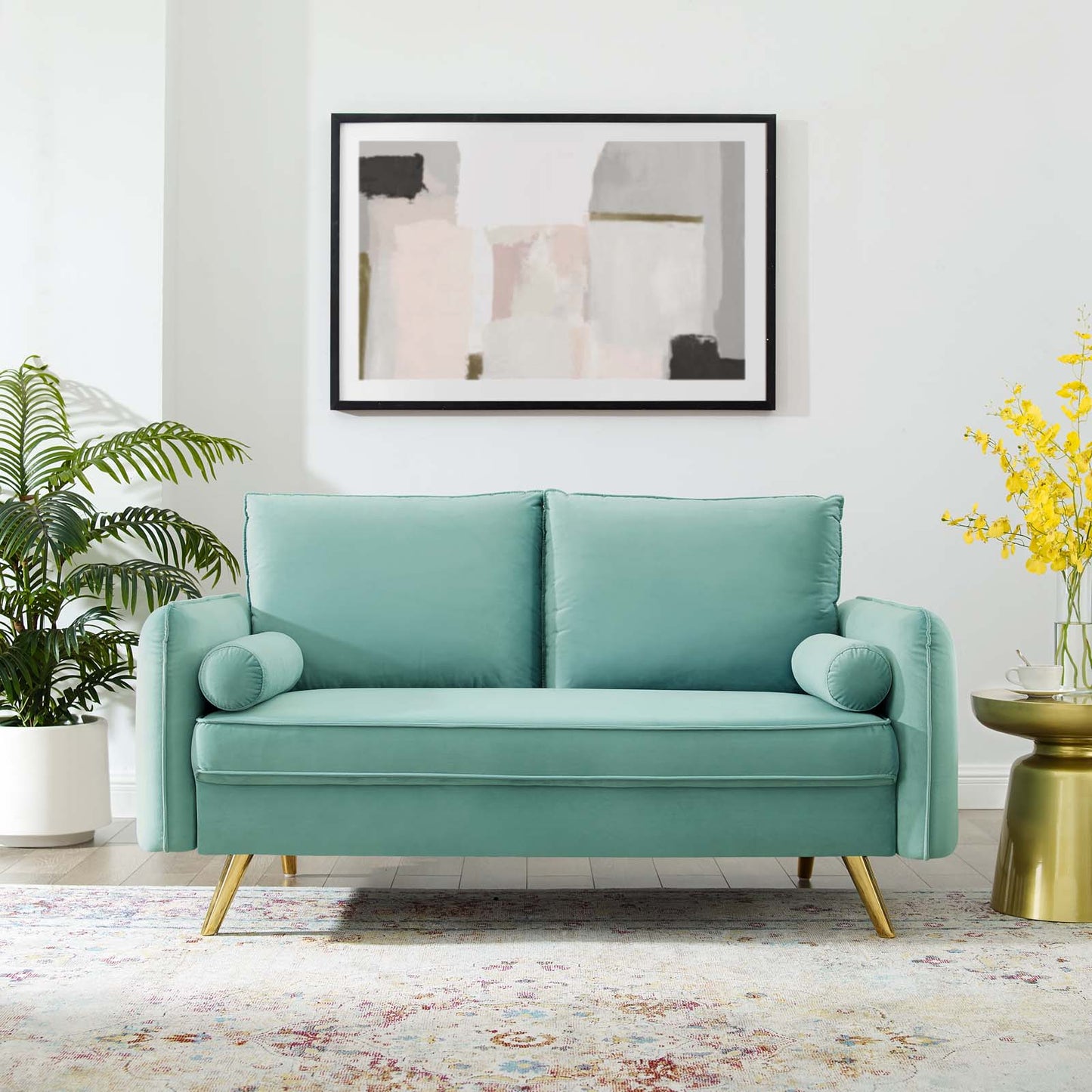 Revive Performance Velvet Loveseat, Velvet, Blue, 18947