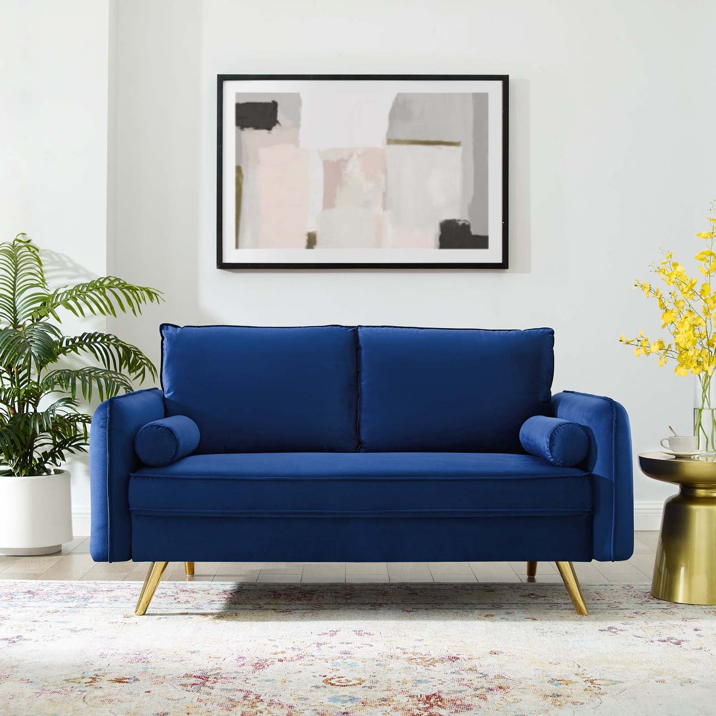 Revive Performance Velvet Loveseat, Velvet, Blue Navy, 18948