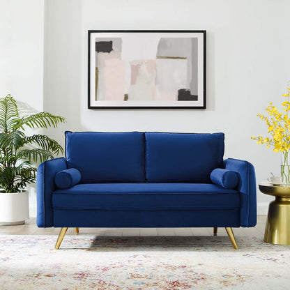 Revive Performance Velvet Loveseat, Velvet, Blue Navy, 18948
