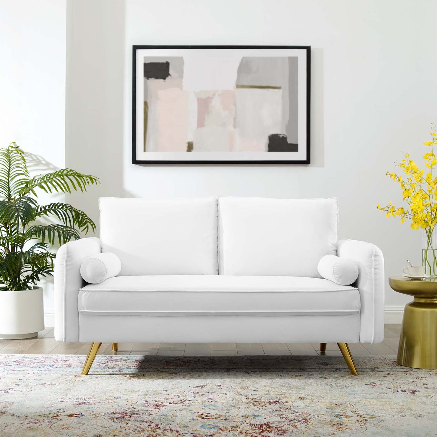 Revive Performance Velvet Loveseat, Velvet, White, 18950