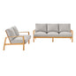 Orlean Outdoor Patio Eucalyptus Wood Sofa and Loveseat Set, Wood, Brown Natural Light Grey Gray, 18951